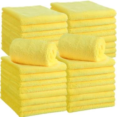 Imagem de Shimeyao 30 peças de toalhas de pelúcia de microfibra sem bordas de 40,6 x 40,6 cm para carros, detalhes, secagem, lavagem, polimento, panos de limpeza absorventes, 500 g/m² (40 x 40 cm, amarelo, 30
