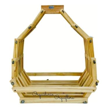 Imagem de Cachepô De Madeira Dobrável Suporte Para Plantas Orquídeas