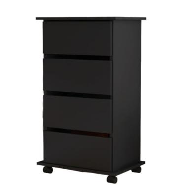 Imagem de Compartimento Organizador com Gavetas，Gaveteiro Organizador com 4 Gavetas e Rodinhas para Quarto e Escritório(PRETO)