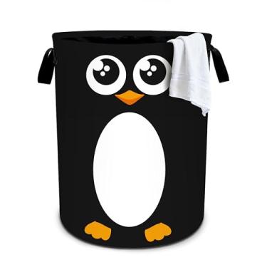Imagem de Cesto de lavanderia pinguim, cesto de roupa dobrável, organizador de balde de roupas, 40 x 40 cm, para lavanderia/quarto/banheiro