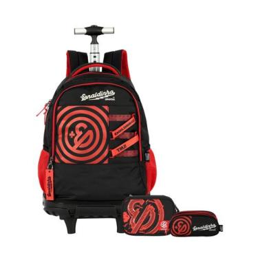 Imagem de Kit Escolar Enaldinho Mochila Rodinha + Estojo Box e Triplo - Luxcel, 