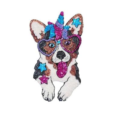 Imagem de Delicate Sequins Design Patch para roupas, moda, brilhando, ferro, cão