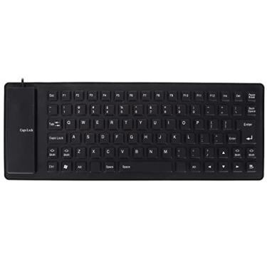 Imagem de Generic Teclado de Silicone à Prova D'água Dobrável Leve Portátil 85 Teclas Teclado Com Fio USB para PC, Botão Mudo Macio e Confortável para Viagens de Escritório (azul) (Preto)