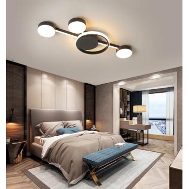 Imagem de Luminária de teto LED dimerizável de 68 cm (26,8 pol.) para sala de estar com controle remoto, luminária de teto LED redonda de 45 W para iluminação de teto embutida na cozinha e sala de jan