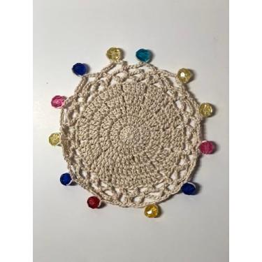 Imagem de Znet3D Capas de taça de vinho de crochê feitas à mão – Doilies com contas de inspiração vintage para proteção contra insetos e poeira, capas de bebidas reutilizáveis em cores sortidas (bege)