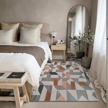 Imagem de 1 Tapete Quarto Beira Cama Antiderrapant 200X250 Js Do Zi Vr (M35 Taupe Bege - Geométrico Moderno)