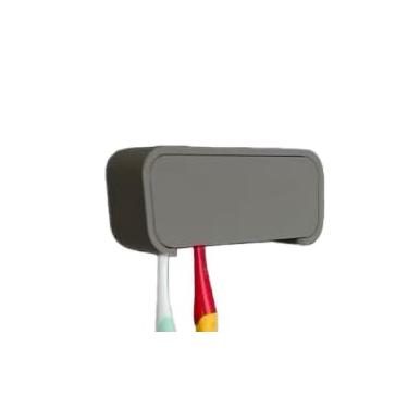 Imagem de Porta Escovas de Dente Parede – Fixação Sem Furo – Suporte Para 4 Escovas + Fita Dupla Face Forte(4 Escovas,Cinza)