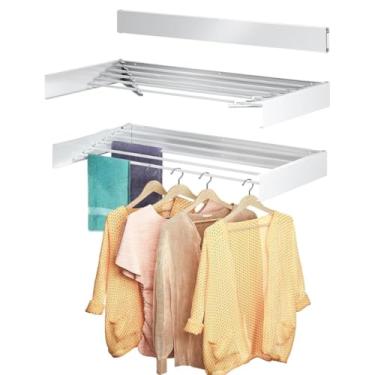 Imagem de 60/70/80/90/100/120 cm Varal de Parede Mágico Retrátil Dobrável Grande Para Secar Roupas Leves em Qualquer Cômodo(80cm 5 Varetas)