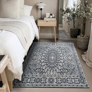 Imagem de 1 Tapete Quarto Beira Cama Antiderrapant 150X200 Js Do Ga Vr (M20 Azul - Clássico Medalhão)