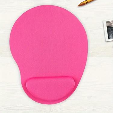 Imagem de Mouse pad para descanso de pulso (23 x 17,5 cm) - antiderrapante, resistente ao desgaste, leve e confortável, design minimalista para uso no escritório/mesa (rosa vermelha)