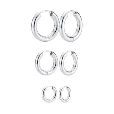 Imagem de Brinco Trio Argola Lisa Banhado a Prata - Lazzuli Joias