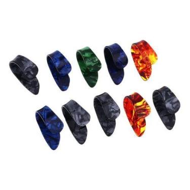 Imagem de Kit 10 Dedeiras Celuloide Para Cordas Viola Violão Coloridas - Thida