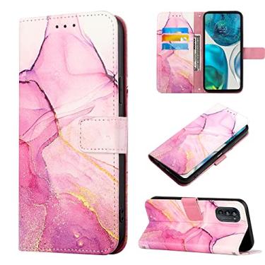 Imagem de For Motorola Moto G52 PT003 Marble Pattern Flip Leather Phone Case