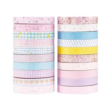 Imagem de Conjunto de adesivos Washi com 20 rolos de 3 m, adesivos retrô decorativos para artes faça-você-mesmo artesanato suprimentos de diário scrapbook cartão embrulho