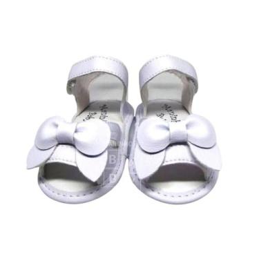 Imagem de Sandalia de Bebe Infantil Menina Laço Branco Manozinhos Baby Ref.S062,