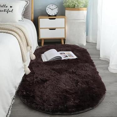 Imagem de Tapete Passadeira Oval Felpuda 2,00x0,75m para Quarto Sala Beira de Cama Macia(TABACO)