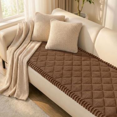 Imagem de Smiry Capa de sofá para animais de estimação, lavável, felpuda e antiderrapante, para 3 almofadas, capas de sofá macias que protegem contra animais de estimação (marrom, 70 x 150 cm)