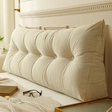 Imagem de BAHULA Almofada triangular de cabeceira de cunha, almofada de leitura grande para descanso de cama, suporte de posicionamento do encosto, almofada de reforço com capa removível, branca, 200 x 50 x 20