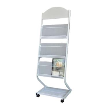 Imagem de Suporte de chão simples em forma de S rack de jornais rack de livros rack de revistas rack de exibição de informações rack de publicidade escritório (branco)