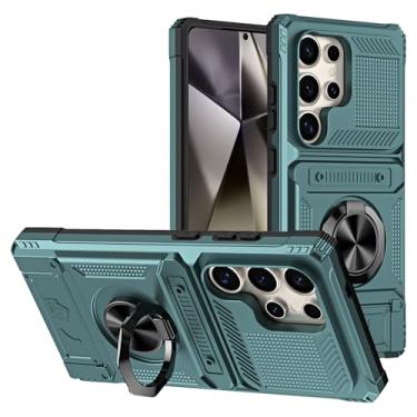 Imagem de POYUFRG Capa magnética para Samsung Galaxy S26 Ultra/S26 Plus/S26, capa de telefone à prova de choque com suporte de anel rotativo, verde, S26 Ultra