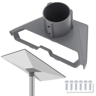 Imagem de MABCIRY Adaptador de tubo Starlink Gen 3, suporte Starlink Gen 3, kit de montagem de conector de tubo de base triangular de metal à prova de intempéries para ferragens de poste de 3 a 5 cm incluídas