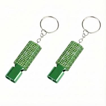 Imagem de binboll Apito de sobrevivência de liga de alumínio de três tubos para uso ao ar livre, árbitro esportivo de emergência (verde 2 peças)