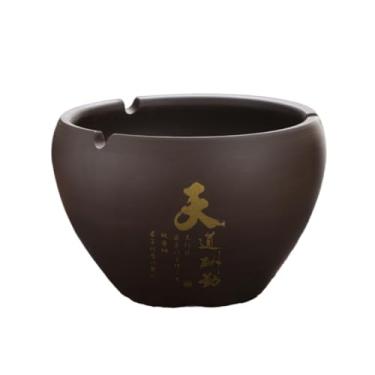 Imagem de x3anggyt5 Cinzeiros de cigarros simples redondo roxo cinza de cerâmica retrô de tamanho grande para uso em casa, sala de estar e escritório, evita que o cinzeiro voe ao ar livre