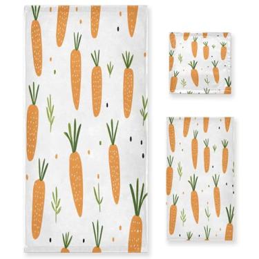 Imagem de xigua Conjunto de toalhas de banheiro de cenouras fofas absorventes macias 3 peças toalha de banho toalha de mão toalhas decorativas para banheiro, academia, hotel, praia, piscina