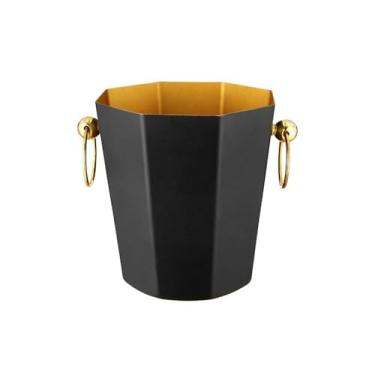 Imagem de Balde de gelo para casa balde de vinho champanhe balde de gelo de aço inoxidável bar comercial cerveja gelo manter balde frio recipiente de gelo (preto)