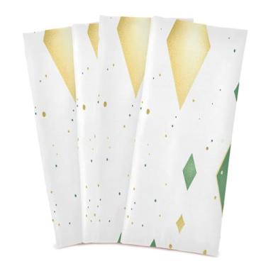 Imagem de Wassud Toalhas de cozinha em forma de diamante panos de prato de cozinha pacote com 4 panos de prato macios com laço para pendurar toalha de mão super absorvente de secagem rápida toalhas de chá de