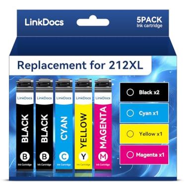 Imagem de LinkDocs Cartuchos De Tinta 212Xl Para Impressora Epson Remanufaturados Substituição 212 Funcionam Com Xp-4100 Xp-4105 Wf-2830 Wf-2850 (2 Pretos, 1 Ciano,