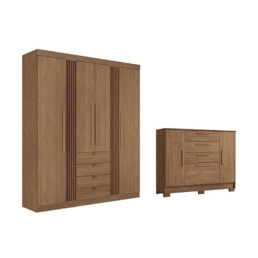 Imagem de Guarda Roupa +cômoda 2 Peças Qc299 Jatobá - Santos Andirá