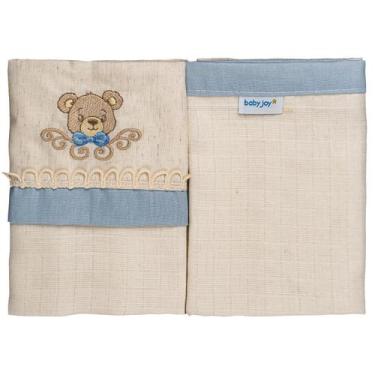 Imagem de Fralda de Pano para Bebê 2 Unidades 68 cm x 70 cm Baby Joy, Urso Azul
