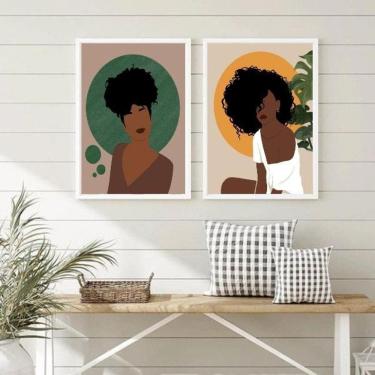 Imagem de Quadros Boho Mulheres Beleza Negra 24x18cm - Vidro Incluso