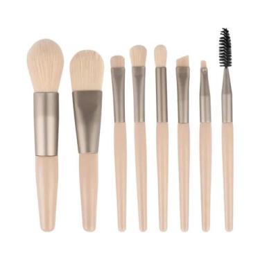 Imagem de Conjunto De 8 Pincéis De Maquiagem: Base, Corretivo, Blush, Pó, Sombra
