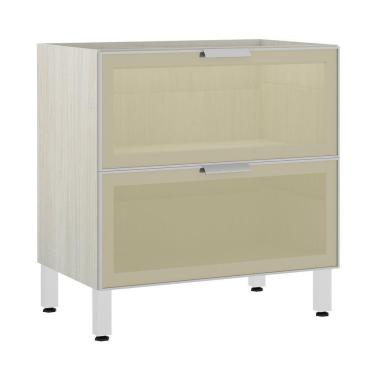 Imagem de Balcão Sem Tampo 80cm Misto Alumínio/vidro Reflecta Bronze Lis Luciane Legno Crema