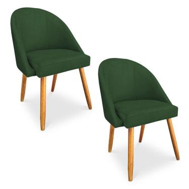 Imagem de Kit 02 Cadeiras Jantar Bela Suede Verde Pés Palito Castanho