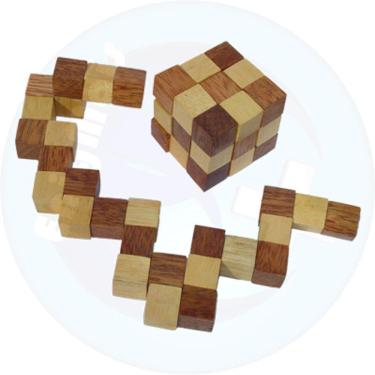 Imagem de Brinquedo Infantil Cubo Serpente 3x3 Madeira