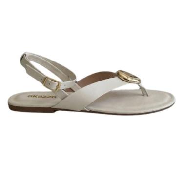 Imagem de Sandália Rasteira Akazzo Classy Elegante, Off white, 36