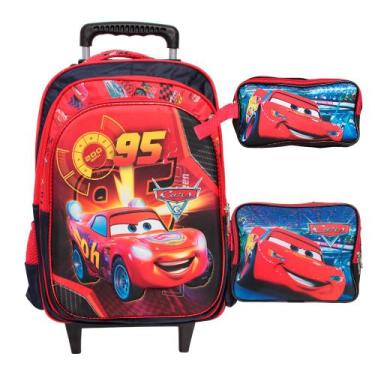 Imagem de Kit Mochila Infantil Menino Carros Lancheira Térmica Grande - Plike