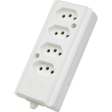 Imagem de Tomada Bar Hercules 4 Tomadas Branca - Interneed