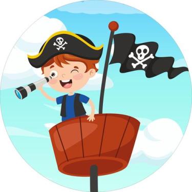 Imagem de Painel de Tecido Sublimado Redondo Pirata Cute Menino c/ Elástico - Fa
