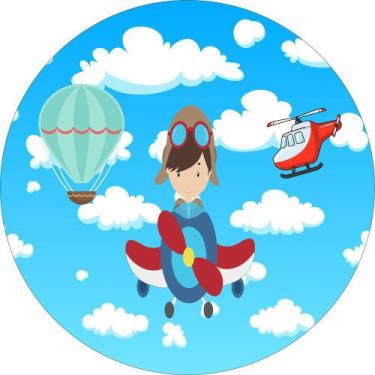 Imagem de Painel de Lona Redondo Aviador Cute - Fabrika de Festa, 170x170cm