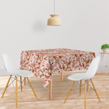 Imagem de Toalha De Mesa Quadrada Tecido Oxford Boho Borboletas TL58 - 140x140cm