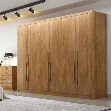 Imagem de Guarda-roupa Casal 6 Portas e 6 Gavetas 100% Mdf Reno 276x236cm Cumaru
