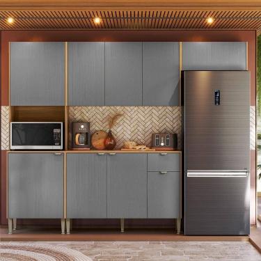 Imagem de Cozinha Completa Soul com Balcão com Tampo 9 Portas 1 Gaveta Nicho p/ Micro-ondas 2,49m