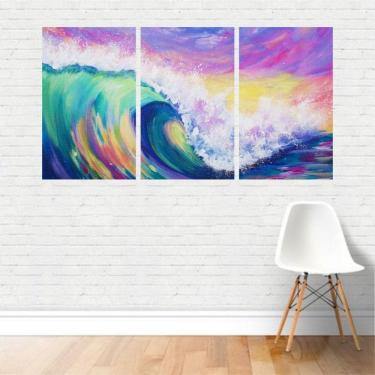Imagem de Quadro Em Tela Canvas - Arte Onda Colorida Oceano 125X65