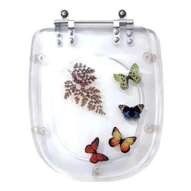 Imagem de Acento Sanitário Decorada Sabatini Icasa 4 Borboletas Transparente - P