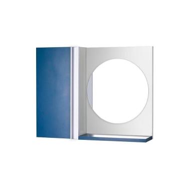 Imagem de Armário Banheiro com Espelho Redondo Azul Barra Vertical