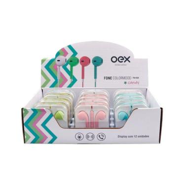 Imagem de Display 12 Fones De Ouvido Microfone Oex Colormood Candy Fn204-Unissex
